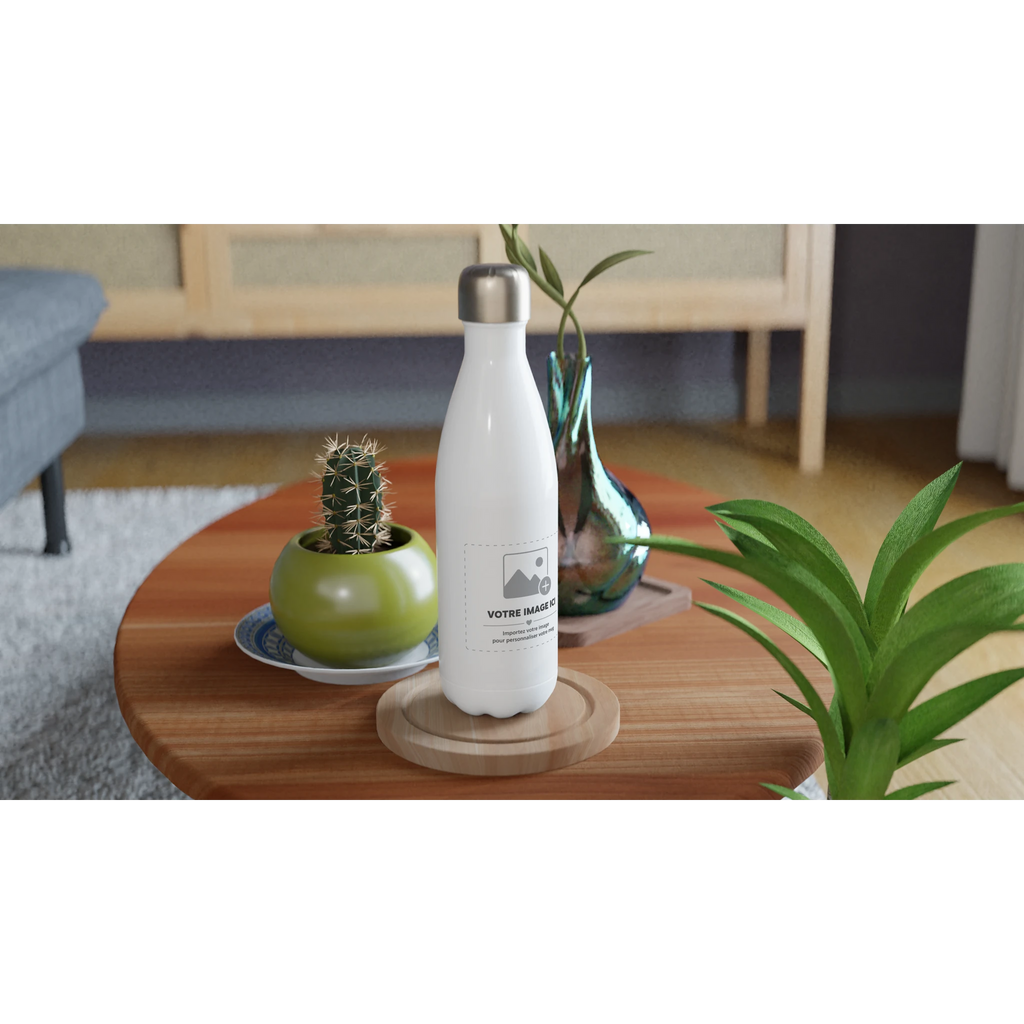 Gourde inox blanche Sacrénom 50 cl avec une impression personnalisée — vue 2