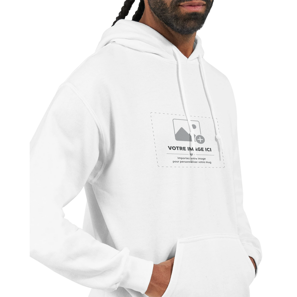 Sweat à capuche blanc Sacrénom avec une impression personnalisée — vue 5