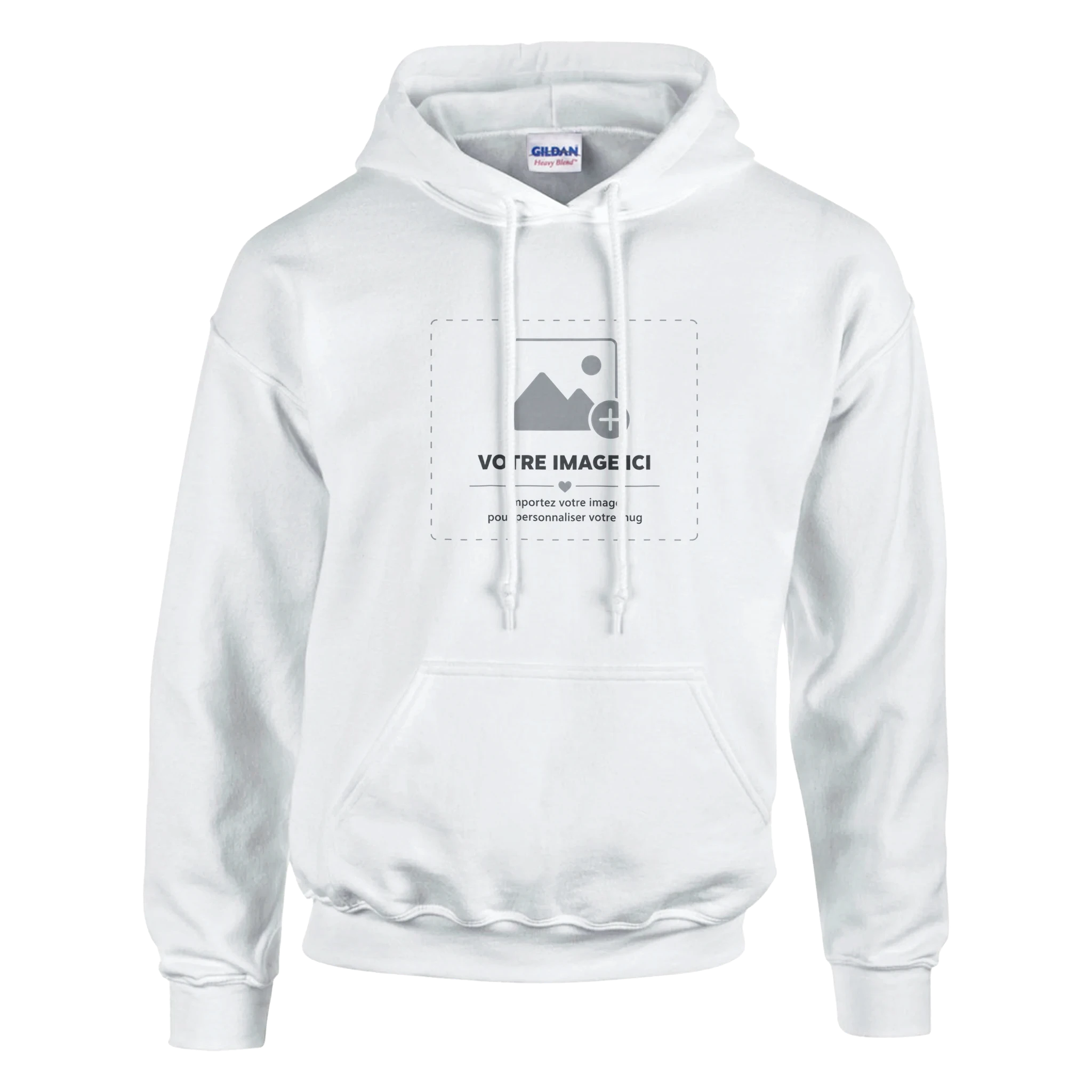 Sweat à capuche blanc Sacrénom avec une impression personnalisée — vue 1
