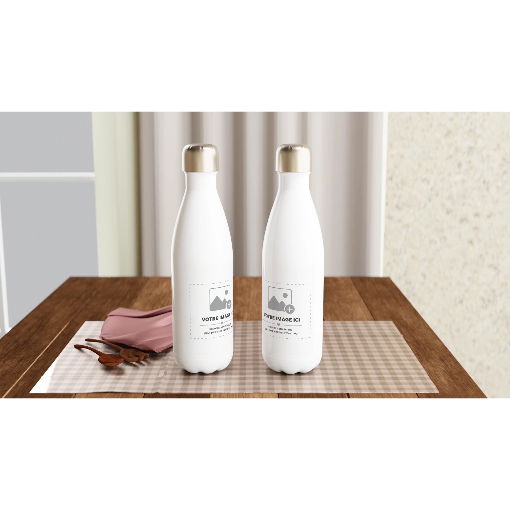 Gourde inox blanche Sacrénom 50 cl avec une impression personnalisée — vue 3