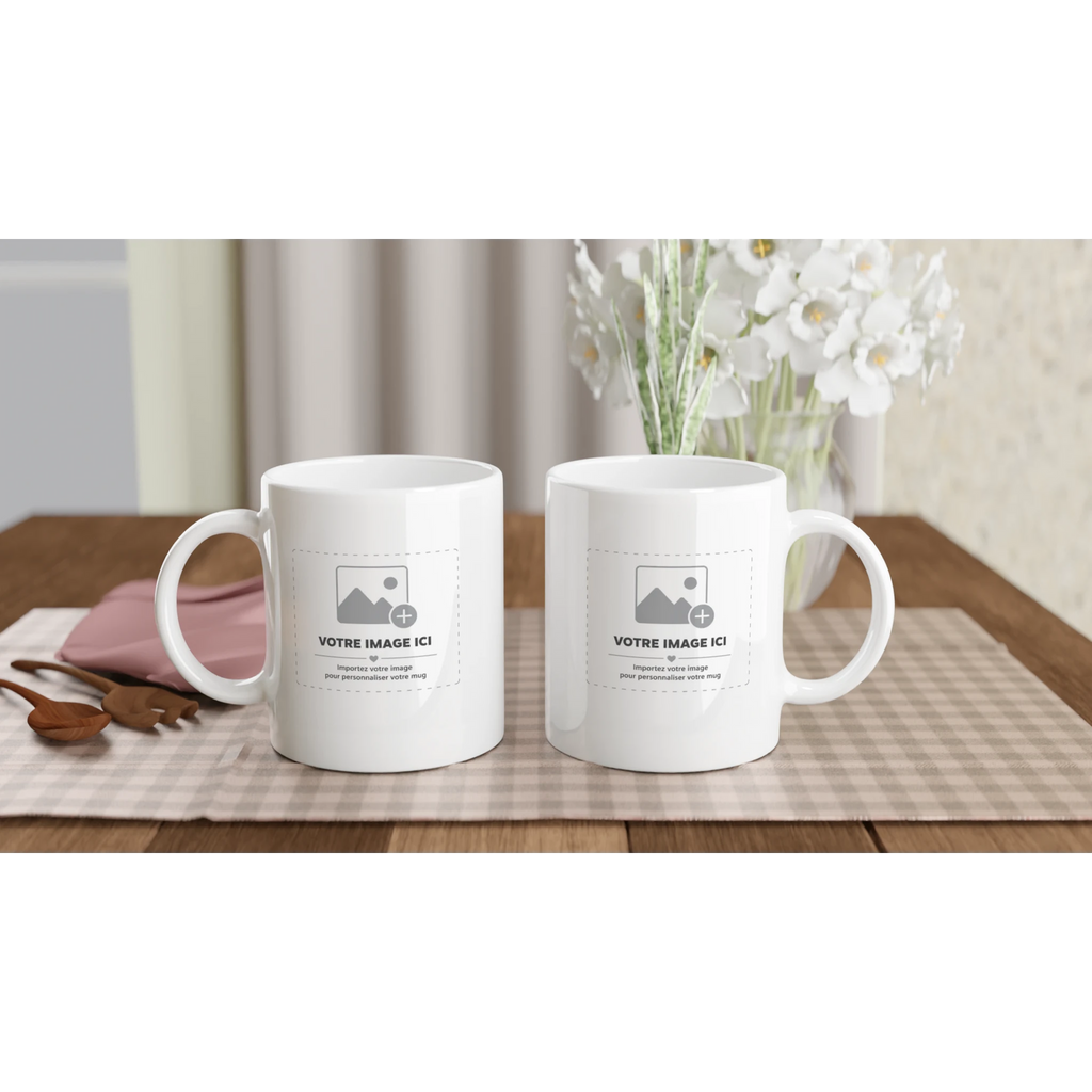 Mug à Tronche Sacrénom : mug blanc 11 oz avec un portrait au trait imprimé — vue 2