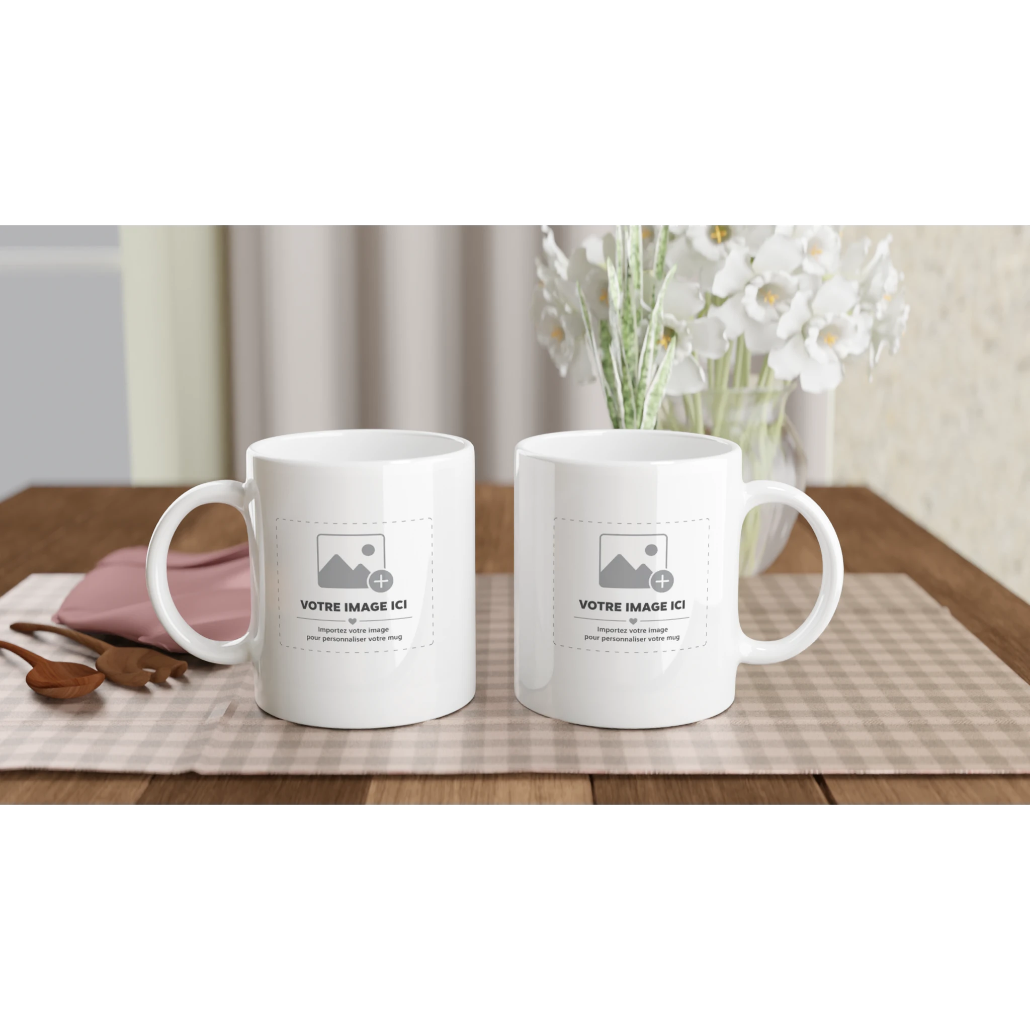 Mug à Tronche Sacrénom : mug blanc 11 oz avec un portrait au trait imprimé — vue 2