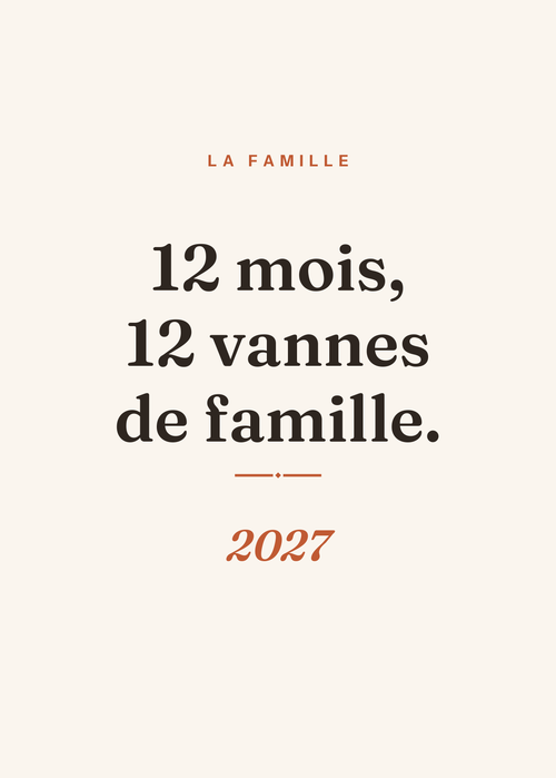 Calendrier mural « 12 mois, 12 vannes de famille » — couverture