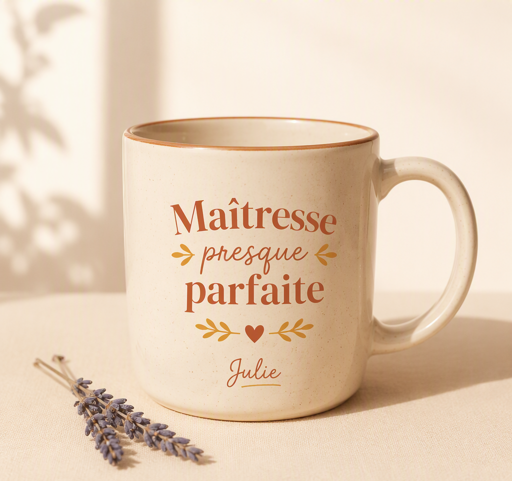 Mug « Maîtresse au top » — prénom