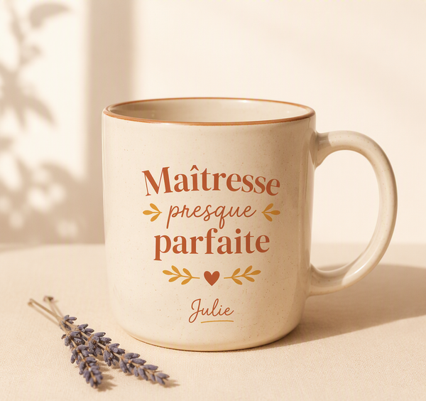 Mug « Maîtresse au top » — prénom