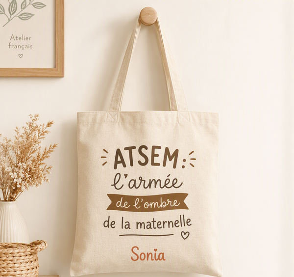 Tote bag « ATSEM, armée de l'ombre » — prénom