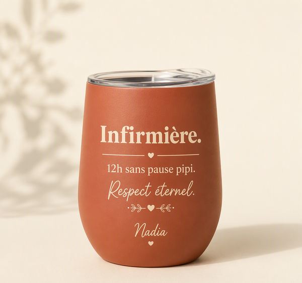 Tumbler isotherme « 12 h sans pause pipi » — prénom