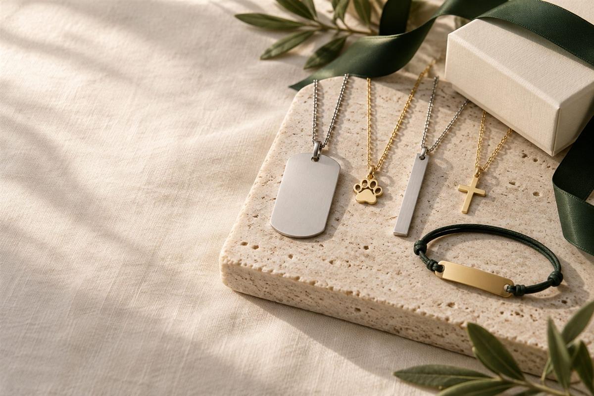 Mise en scène de bijoux personnalisables aux teintes naturelles
